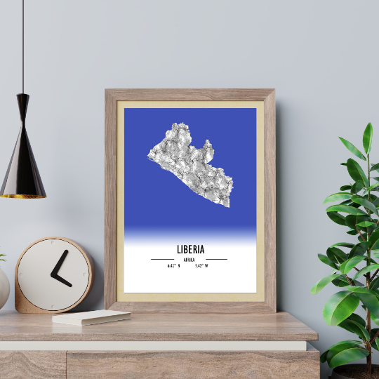 Map Poster Liberia / Liberia Map Print / Liberia Map Wall Art / Liberia Décor / Liberia Decoration / Liberia Gift / Anniversary Wedding Gift