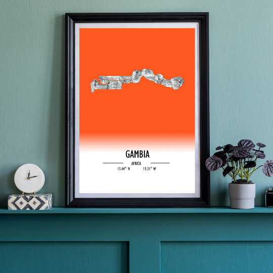 Map Poster Gambia / Gambia Map Print / Gambia Map Wall Art / Gambia Décor / Gambia Decoration / Gambia Gift / Anniversary Wedding Gift