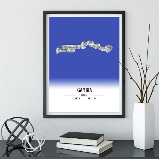 Map Poster Gambia / Gambia Map Print / Gambia Map Wall Art / Gambia Décor / Gambia Decoration / Gambia Gift / Anniversary Wedding Gift