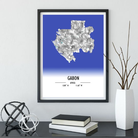 Map Poster Gabon / Gabon Map Print / Gabon Map Wall Art / Gabon Décor / Gabon Decoration / Gabon Gift / Anniversary Wedding Gift