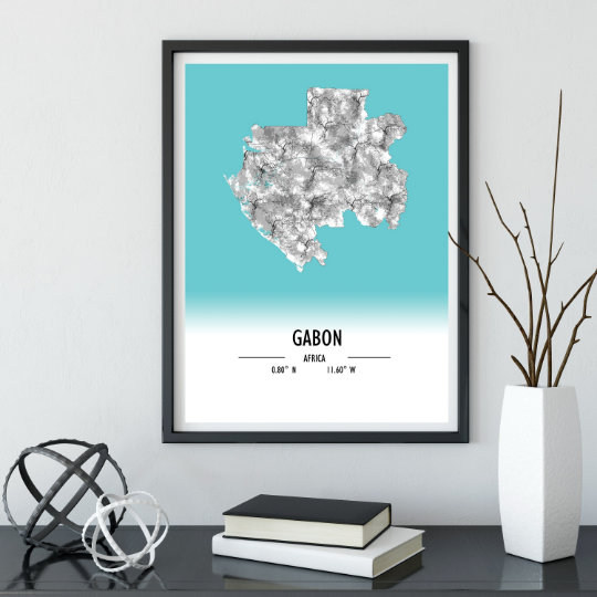 Map Poster Gabon / Gabon Map Print / Gabon Map Wall Art / Gabon Décor / Gabon Decoration / Gabon Gift / Anniversary Wedding Gift