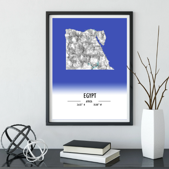 Map Poster Egypt / Egypt Map Print / Egypt Map Wall Art / Egypt Décor / Egypt Decoration / Egypt Gift / Anniversary Wedding Gift