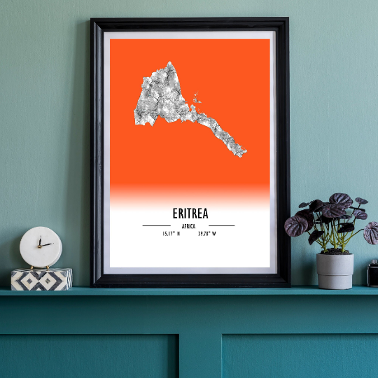 Map Poster Eritrea / Eritrea Map Print / Eritrea Map Wall Art / Eritrea Décor / Eritrea Decoration / Eritrea Gift / Anniversary Wedding Gift