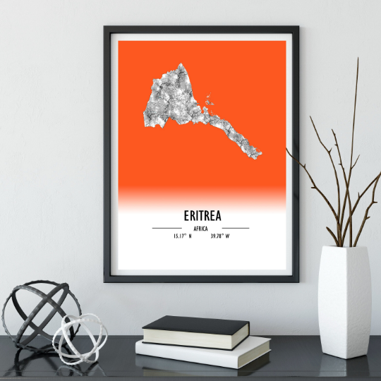 Map Poster Eritrea / Eritrea Map Print / Eritrea Map Wall Art / Eritrea Décor / Eritrea Decoration / Eritrea Gift / Anniversary Wedding Gift