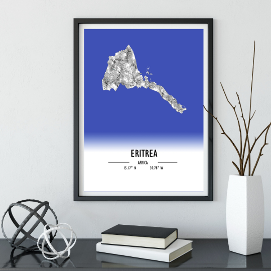 Map Poster Eritrea / Eritrea Map Print / Eritrea Map Wall Art / Eritrea Décor / Eritrea Decoration / Eritrea Gift / Anniversary Wedding Gift