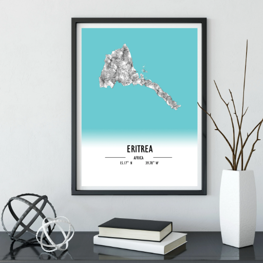 Map Poster Eritrea / Eritrea Map Print / Eritrea Map Wall Art / Eritrea Décor / Eritrea Decoration / Eritrea Gift / Anniversary Wedding Gift