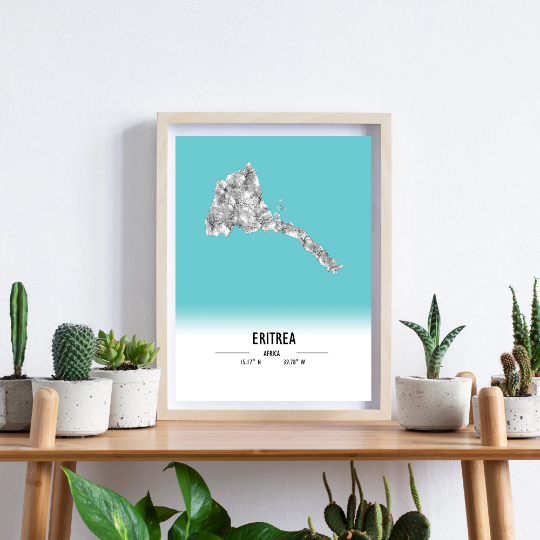 Map Poster Eritrea / Eritrea Map Print / Eritrea Map Wall Art / Eritrea Décor / Eritrea Decoration / Eritrea Gift / Anniversary Wedding Gift