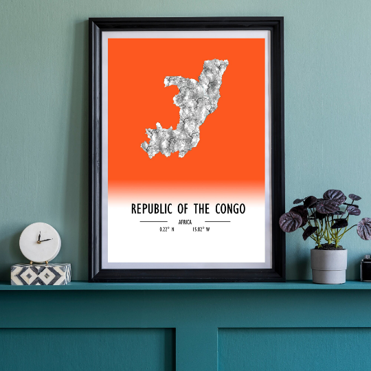 Map Poster Republic of the Congo / Republic of the Congo Map Print / Republic of the Congo Map Wall Art / Republic of the Congo Décor
