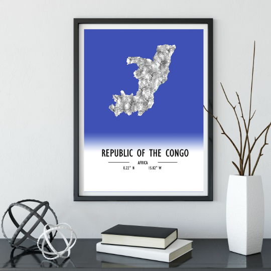 Map Poster Republic of the Congo / Republic of the Congo Map Print / Republic of the Congo Map Wall Art / Republic of the Congo Décor