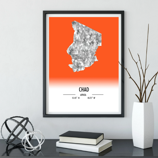 Map Poster Chad / Chad Map Print / Chad Map Wall Art / Chad Décor / Chad Decoration / Chad Gift / Anniversary Wedding Gift