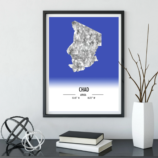 Map Poster Chad / Chad Map Print / Chad Map Wall Art / Chad Décor / Chad Decoration / Chad Gift / Anniversary Wedding Gift