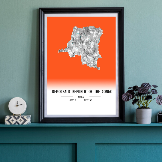 Map Poster Democratic Republic of the Congo / Democratic Republic of the Congo Map Print / Democratic Republic of the Congo Map Wall Art