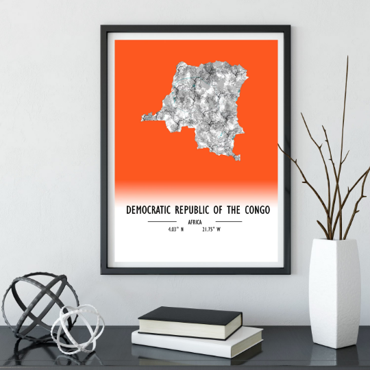 Map Poster Democratic Republic of the Congo / Democratic Republic of the Congo Map Print / Democratic Republic of the Congo Map Wall Art