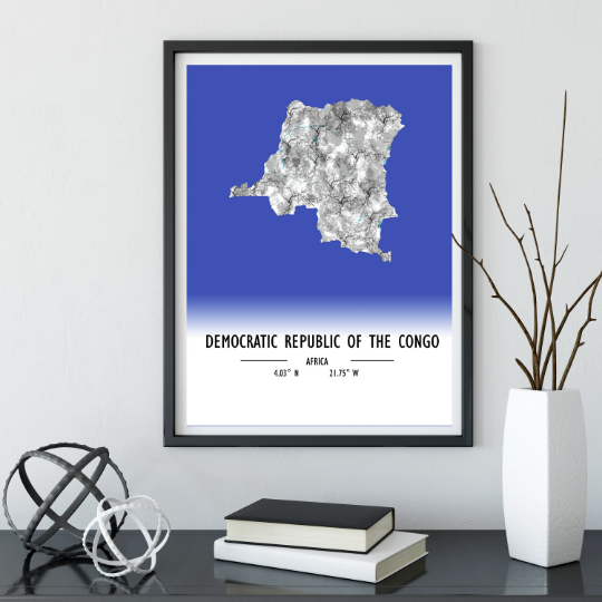 Map Poster Democratic Republic of the Congo / Democratic Republic of the Congo Map Print / Democratic Republic of the Congo Map Wall Art