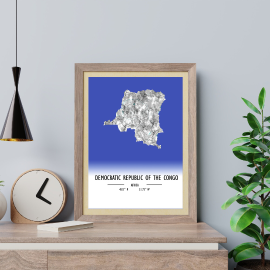 Map Poster Democratic Republic of the Congo / Democratic Republic of the Congo Map Print / Democratic Republic of the Congo Map Wall Art