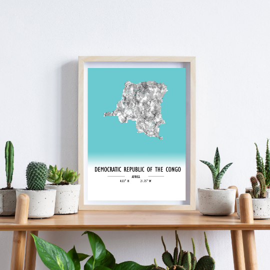 Map Poster Democratic Republic of the Congo / Democratic Republic of the Congo Map Print / Democratic Republic of the Congo Map Wall Art