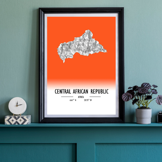 Map Poster Central African Republic / Central African Republic Map Print / Central African Republic Map Wall Art / Central African Republic