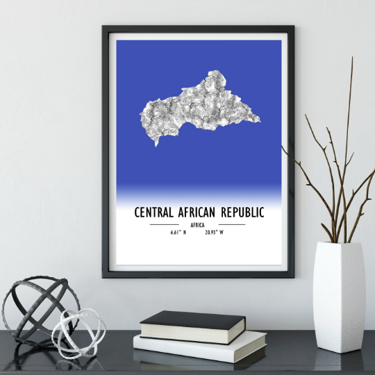 Map Poster Central African Republic / Central African Republic Map Print / Central African Republic Map Wall Art / Central African Republic