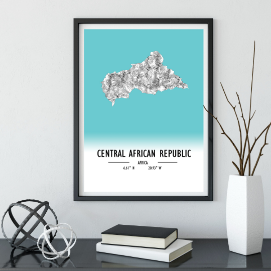 Map Poster Central African Republic / Central African Republic Map Print / Central African Republic Map Wall Art / Central African Republic
