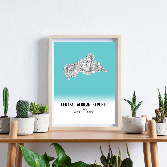 Map Poster Central African Republic / Central African Republic Map Print / Central African Republic Map Wall Art / Central African Republic