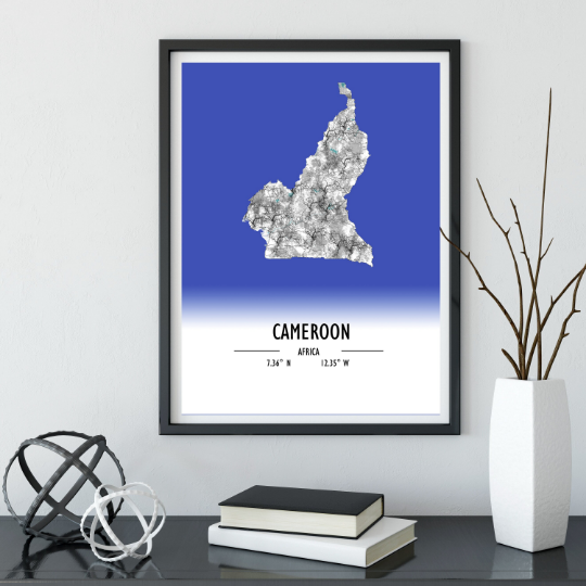 Map Poster Cameroon / Cameroon Map Print / Cameroon Map Wall Art / Cameroon Décor / Cameroon Decoration / Cameroon Gift / Wedding Gift