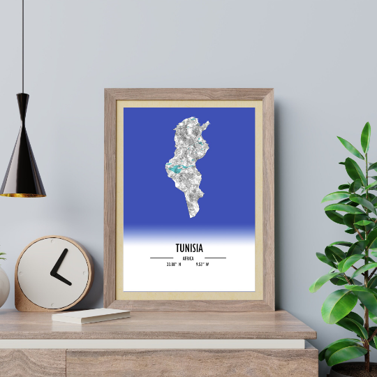 Map Poster Tunisia / Tunisia Map Print / Tunisia Map Wall Art / Tunisia Décor / Tunisia Decoration / Tunisia Gift / Anniversary Wedding Gift