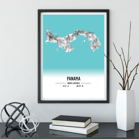 Map Poster Panama / Panama Map Print / Panama Map Wall Art / Panama Décor / Panama Decoration / Panama Gift / Anniversary Wedding Gift