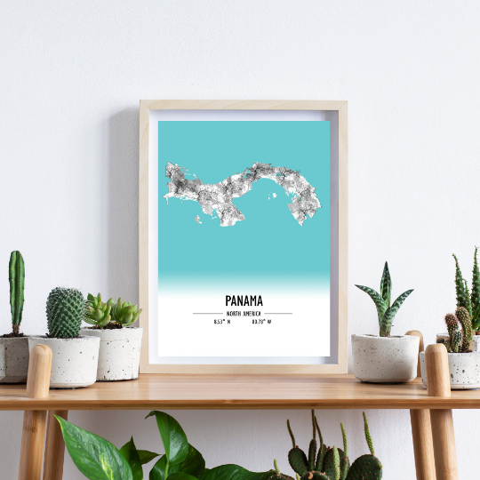 Map Poster Panama / Panama Map Print / Panama Map Wall Art / Panama Décor / Panama Decoration / Panama Gift / Anniversary Wedding Gift