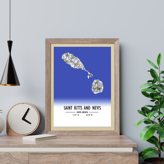Map Poster Saint Kitts And Nevis / Saint Kitts And Nevis Map Print / Saint Kitts And Nevis Map Wall Art / Saint Kitts And Nevis Décor