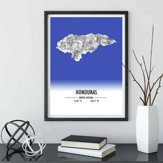 Map Poster Honduras / Honduras Map Print / Honduras Map Wall Art / Honduras Décor / Honduras Decoration / Honduras Gift / Wedding Gift