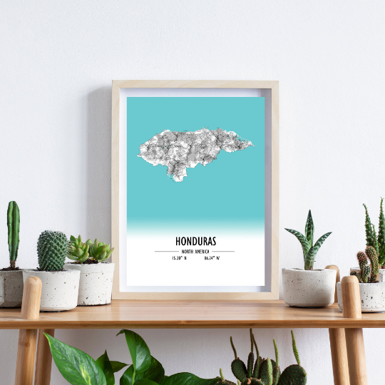 Map Poster Honduras / Honduras Map Print / Honduras Map Wall Art / Honduras Décor / Honduras Decoration / Honduras Gift / Wedding Gift