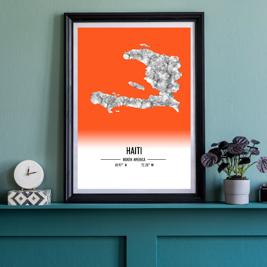 Map Poster Haiti / Haiti Map Print / Haiti Map Wall Art / Haiti Décor / Haiti Decoration / Haiti Gift / Anniversary Wedding Gift
