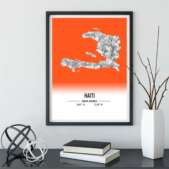 Map Poster Haiti / Haiti Map Print / Haiti Map Wall Art / Haiti Décor / Haiti Decoration / Haiti Gift / Anniversary Wedding Gift