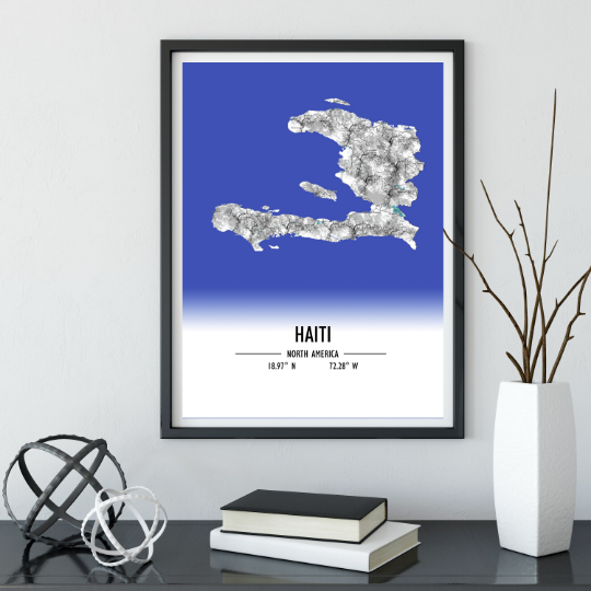 Map Poster Haiti / Haiti Map Print / Haiti Map Wall Art / Haiti Décor / Haiti Decoration / Haiti Gift / Anniversary Wedding Gift