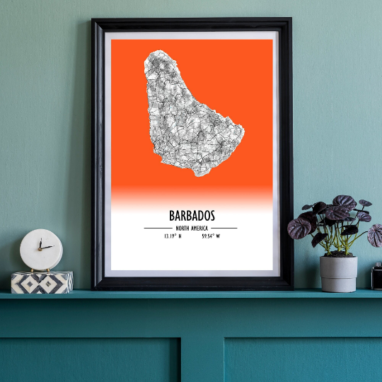 Map Poster Barbados / Barbados Map Print / Barbados Map Wall Art / Barbados Décor / Barbados Decoration / Barbados Gift / Wedding Gift
