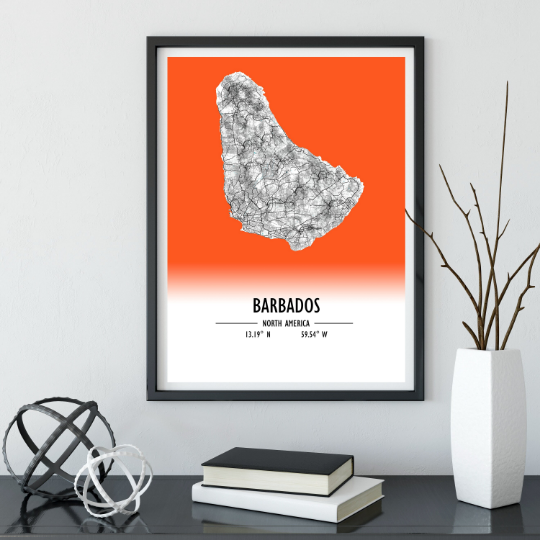 Map Poster Barbados / Barbados Map Print / Barbados Map Wall Art / Barbados Décor / Barbados Decoration / Barbados Gift / Wedding Gift