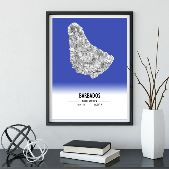 Map Poster Barbados / Barbados Map Print / Barbados Map Wall Art / Barbados Décor / Barbados Decoration / Barbados Gift / Wedding Gift