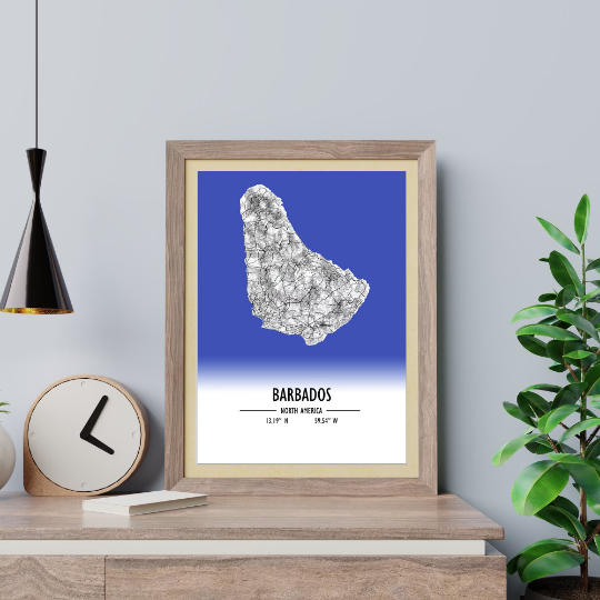 Map Poster Barbados / Barbados Map Print / Barbados Map Wall Art / Barbados Décor / Barbados Decoration / Barbados Gift / Wedding Gift