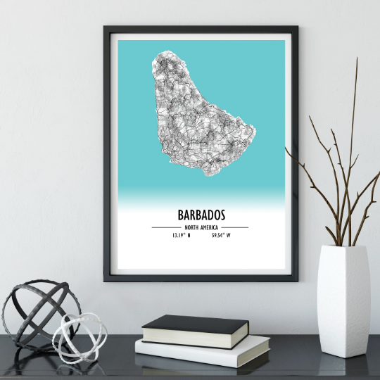 Map Poster Barbados / Barbados Map Print / Barbados Map Wall Art / Barbados Décor / Barbados Decoration / Barbados Gift / Wedding Gift