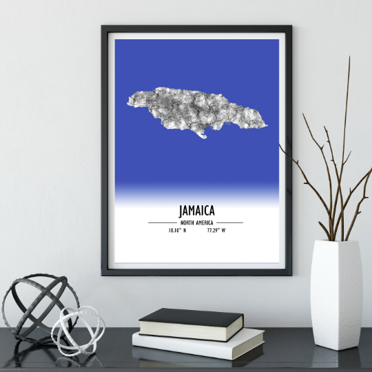 Map Poster Jamaica / Jamaica Map Print / Jamaica Map Wall Art / Jamaica Décor / Jamaica Decoration / Jamaica Gift / Anniversary Wedding Gift