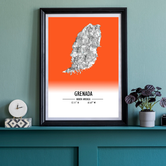 Map Poster Grenada / Grenada Map Print / Grenada Map Wall Art / Grenada Décor / Grenada Decoration / Grenada Gift / Anniversary Wedding Gift