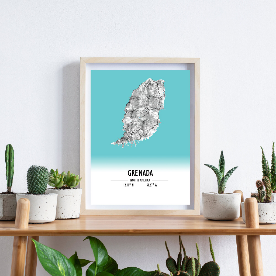 Map Poster Grenada / Grenada Map Print / Grenada Map Wall Art / Grenada Décor / Grenada Decoration / Grenada Gift / Anniversary Wedding Gift