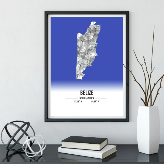 Map Poster Belize / Belize Map Print / Belize Map Wall Art / Belize Décor / Belize Decoration / Belize Gift / Anniversary Wedding Gift