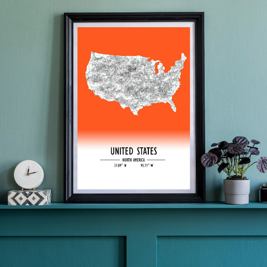 Map poster United States / United States Map Print / United States Map Wall Art / United States Décor / United States Decoration
