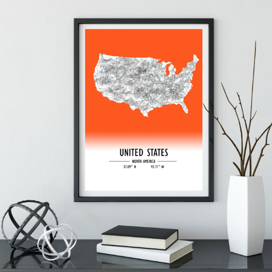 Map poster United States / United States Map Print / United States Map Wall Art / United States Décor / United States Decoration
