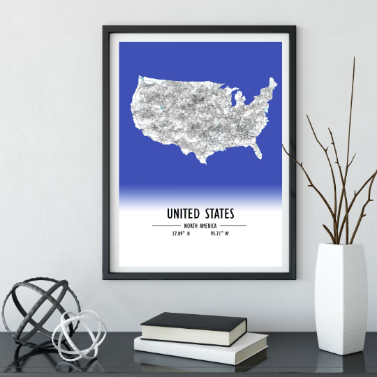 Map poster United States / United States Map Print / United States Map Wall Art / United States Décor / United States Decoration