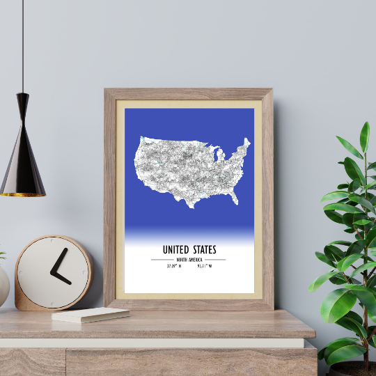 Map poster United States / United States Map Print / United States Map Wall Art / United States Décor / United States Decoration