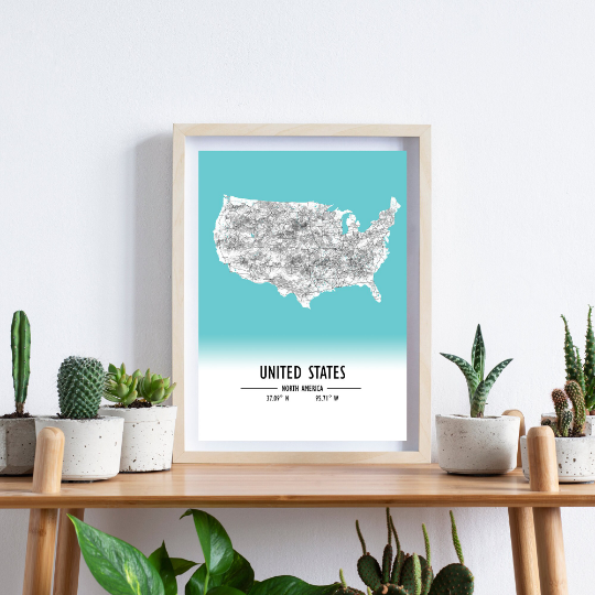 Map poster United States / United States Map Print / United States Map Wall Art / United States Décor / United States Decoration