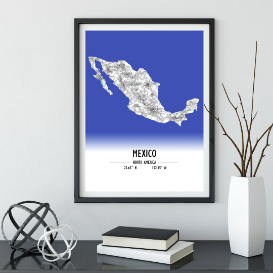 Map poster Mexico / Mexico Map Print / Mexico Map Wall Art / Mexico Décor / Mexico Decoration / Mexico Gift / Anniversary Wedding Gift