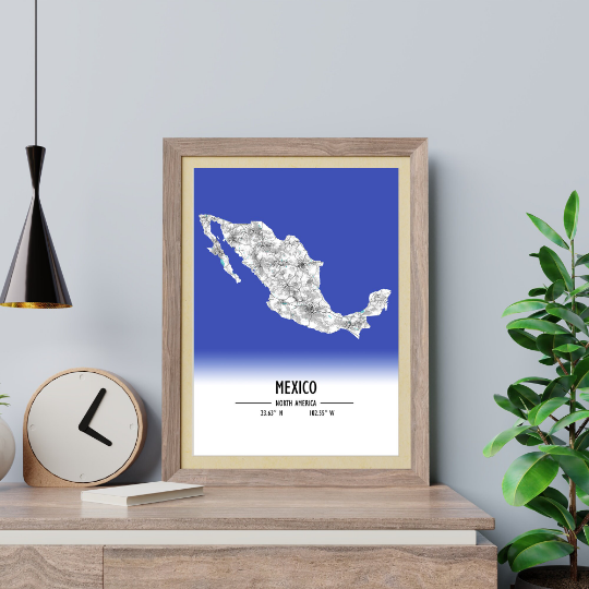 Map poster Mexico / Mexico Map Print / Mexico Map Wall Art / Mexico Décor / Mexico Decoration / Mexico Gift / Anniversary Wedding Gift